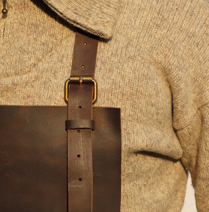 Handmade Leather Blacksmith Apron - Full Grain Professional Grade Leather - Vintage Dark Brown